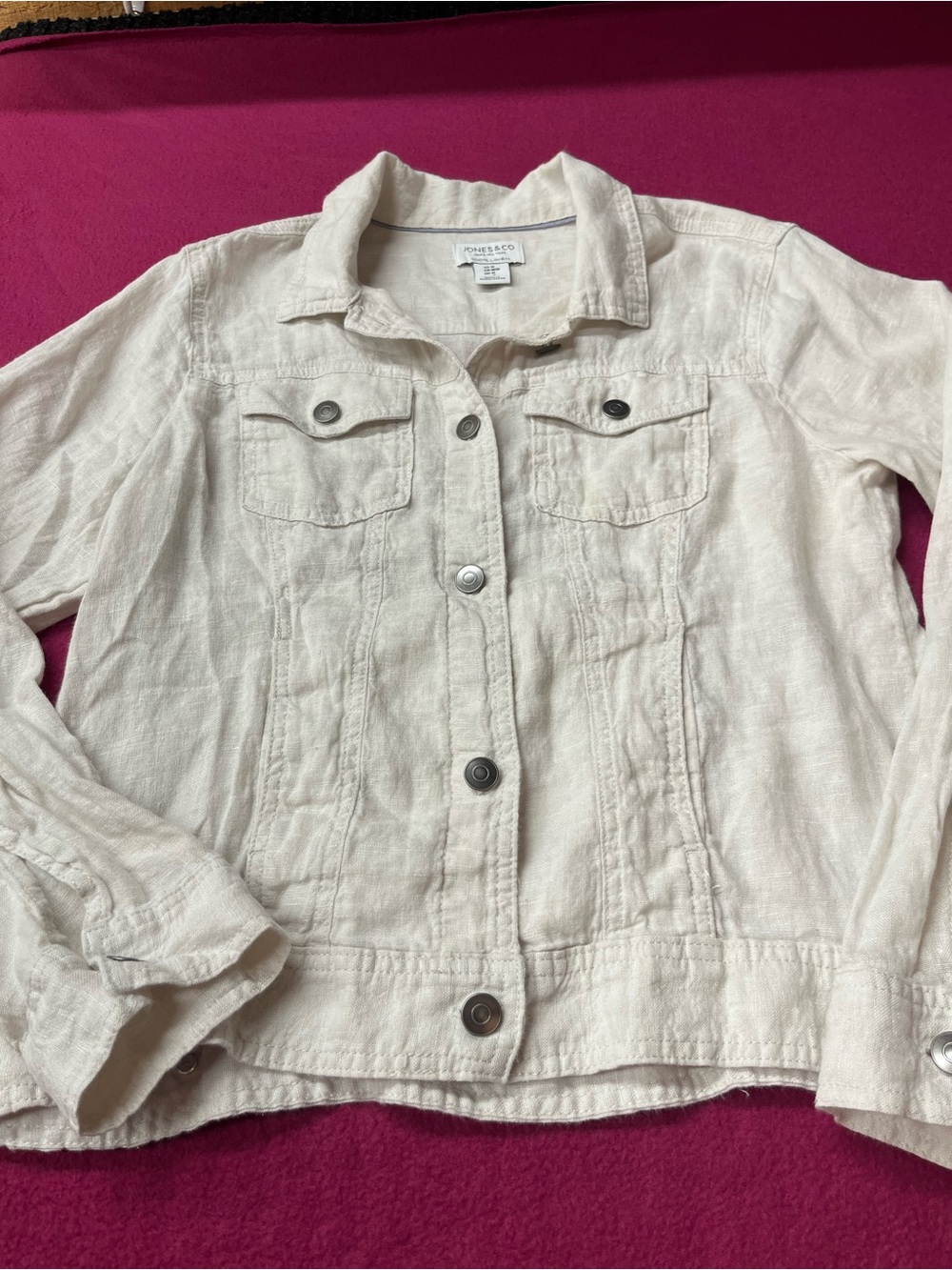 Jones New York Cream Button-Front Denim Jacket